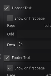 Style Window, Header & Footer
