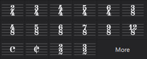 Time signatures palette