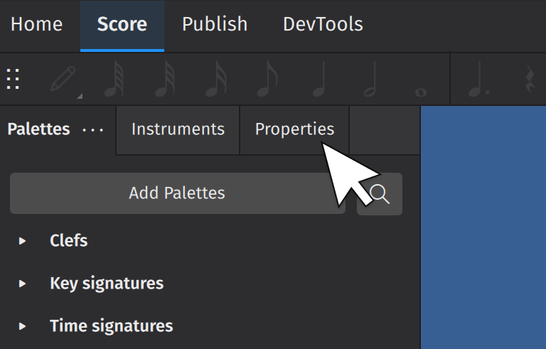 Image of Properties panel with mouse cursor