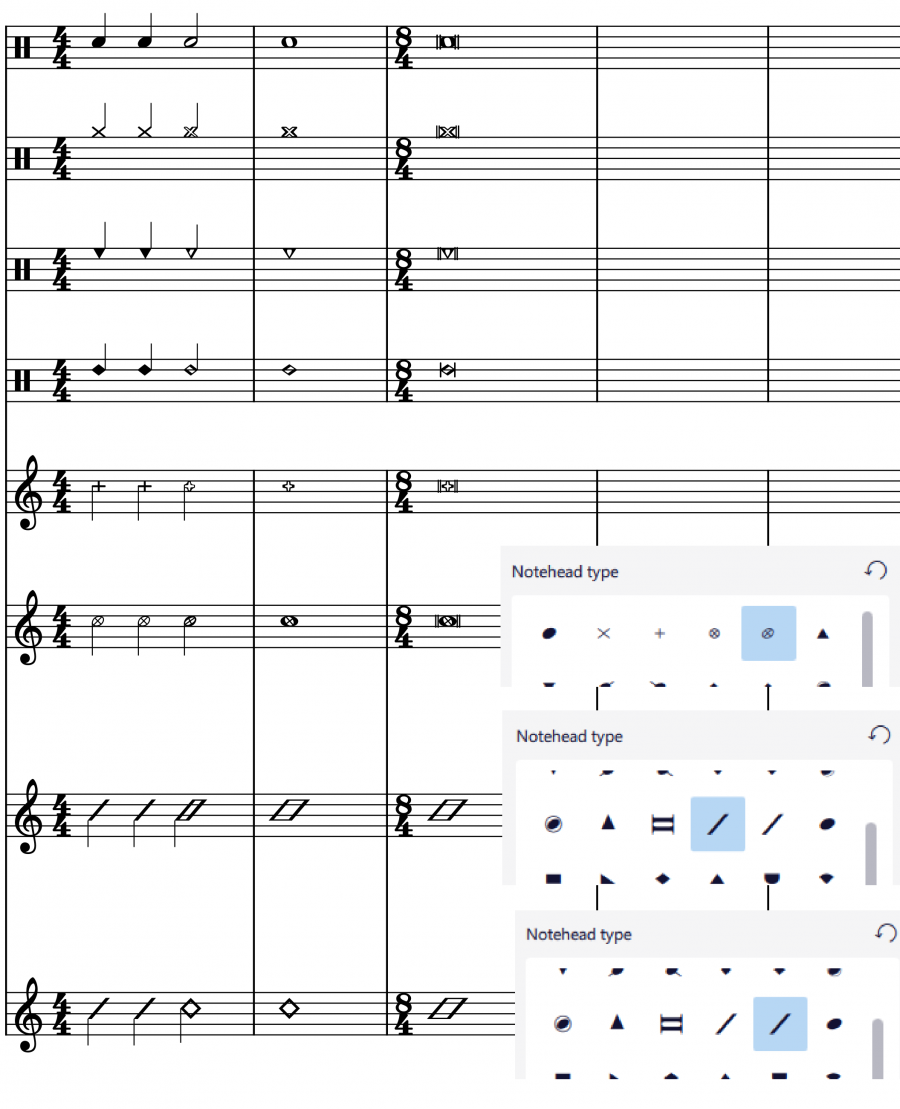 Different notehead shapes